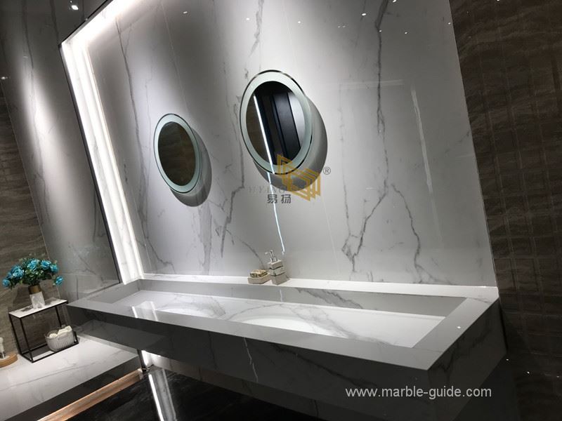 White sintered stone for vanity top