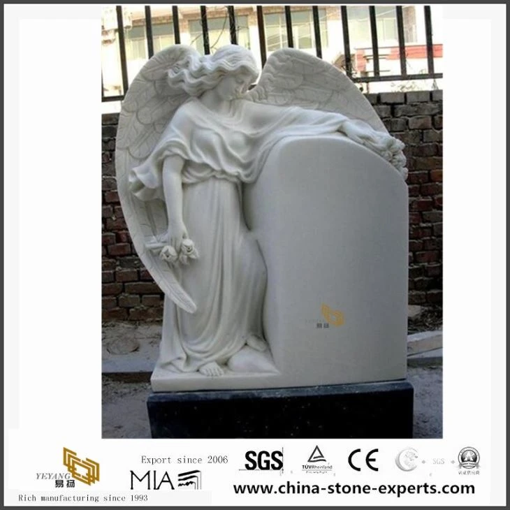 Dawb Marble Angel ntxa Tombstone Designs tis thiab muag nqi pheej yig