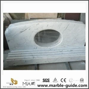 Tuam Tshoj Carrara White Marble, Carrara Vanity Saum Rau Chav Dej / Cov Ntxhab