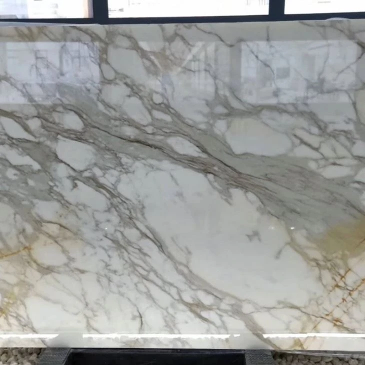 Calacatta Kub Marble Vuas Rau Sab Hauv Tsev / Stair