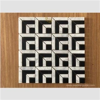 Dub Thiab Dawb Marble Mosaic Pobzeb