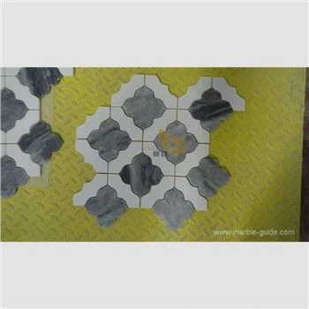Dawb Grey Marble Paj Mosaic Pobzeb Kev muag khoom
